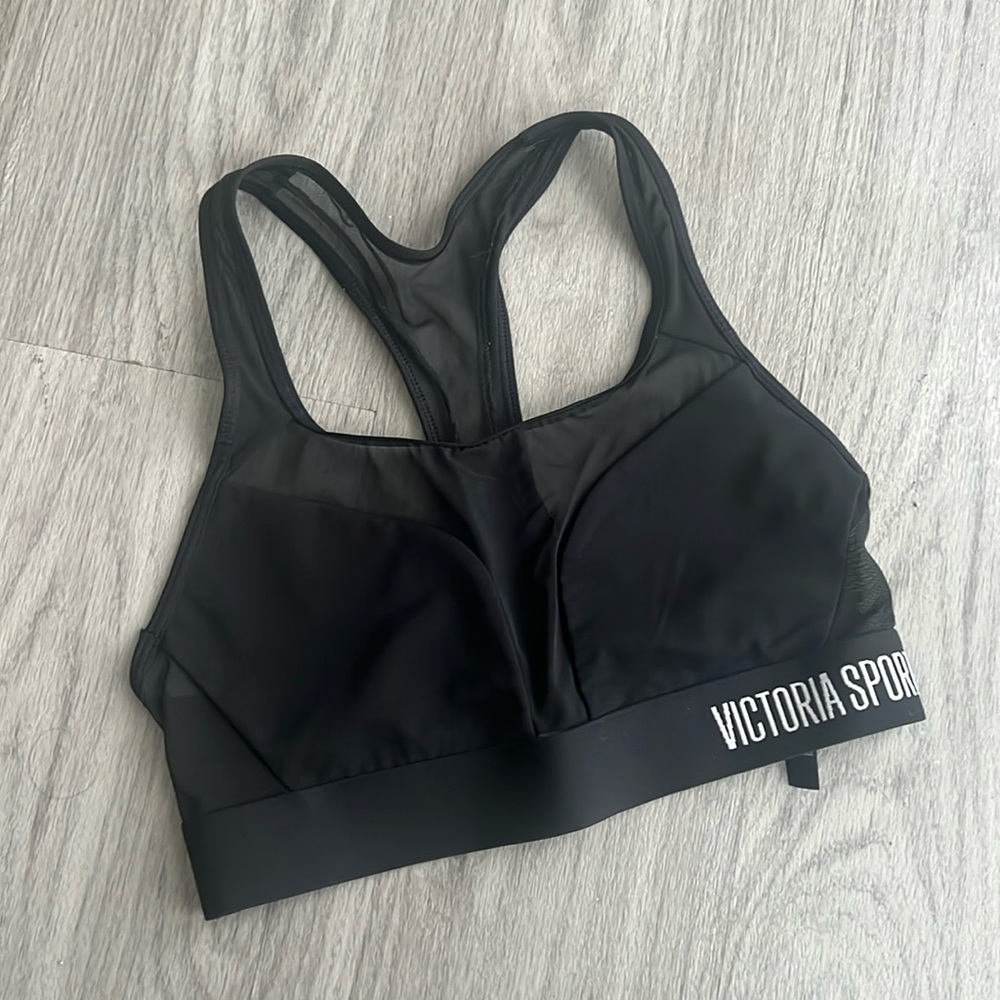 VICTORIA’S SECRET BLACK SHEER DETAIL SPORTS BRA, S